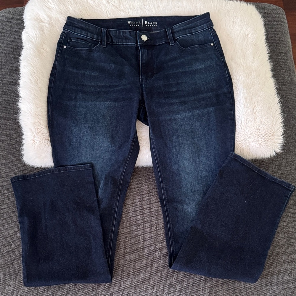 White House Black Market Dark Indigo Straight Leg Jeans